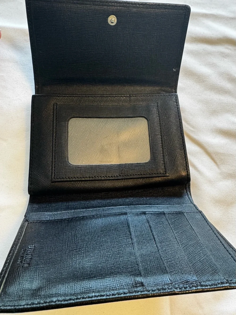 Prada Black Saffiano Leather Continental Wallet | Snap Closure | Made in Italy